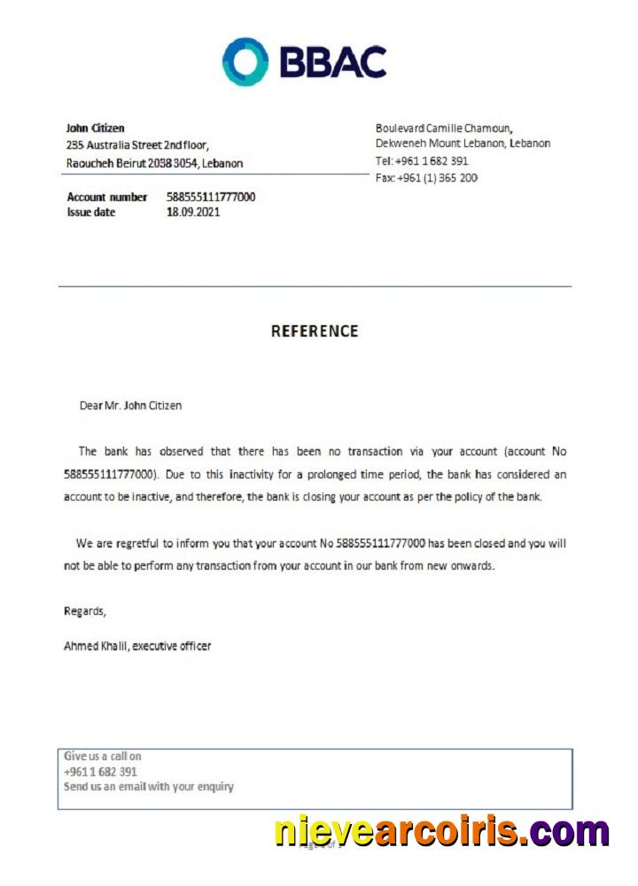 Lebanon BBAC closure reference